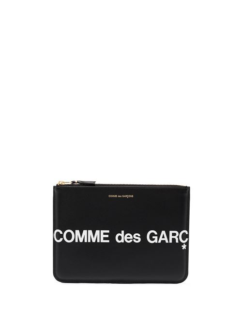 Leather clutch with logo COMME DES GARÇONS WALLET | SA5100HL1BLACK